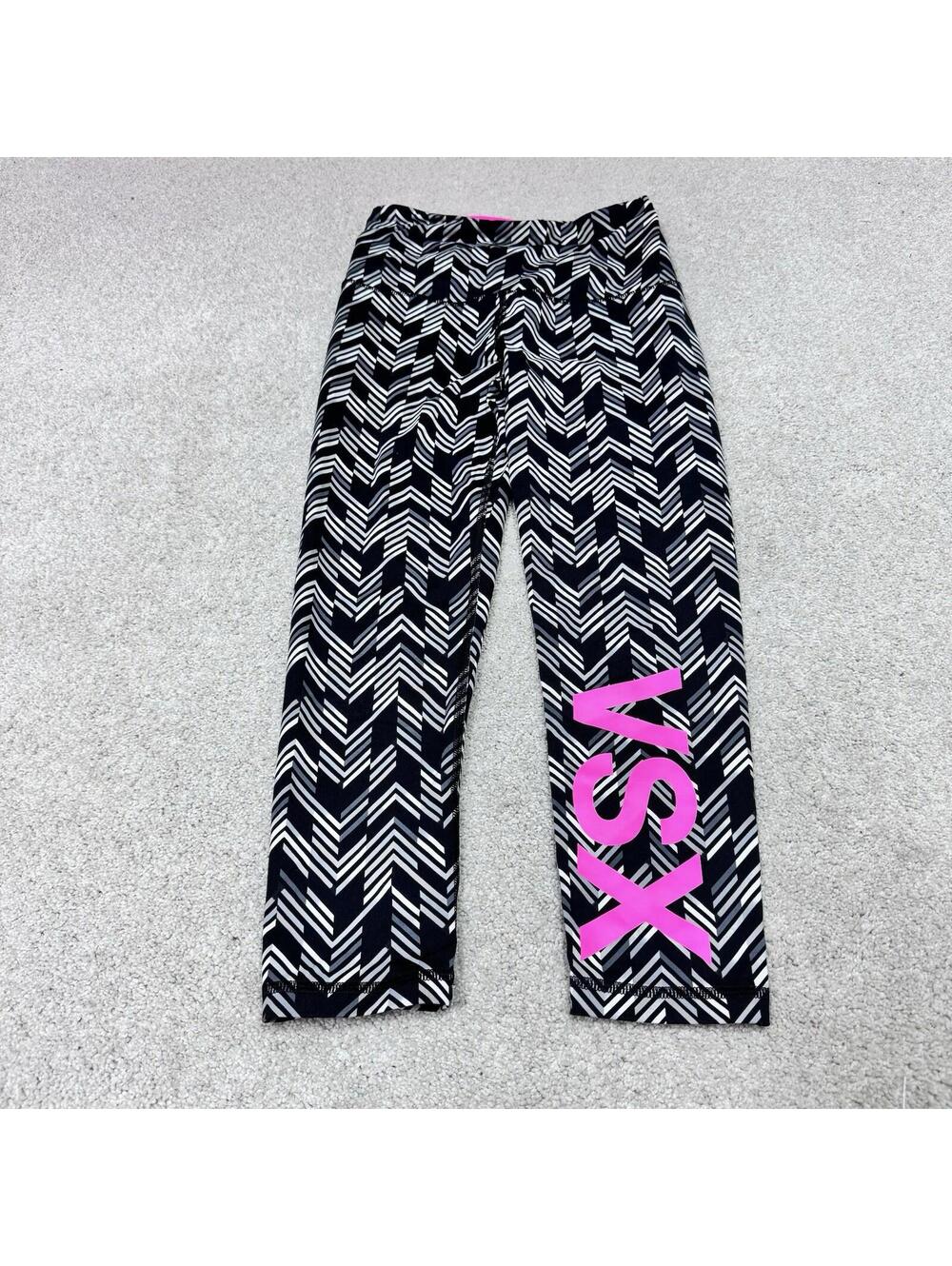 Victoria’s Secret Sport Leggings Black White Pink Women’s Size XS